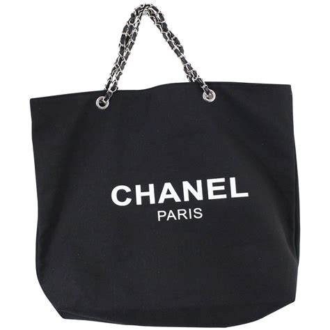 chanel black canvas bag|authentic chanel shopping bag.